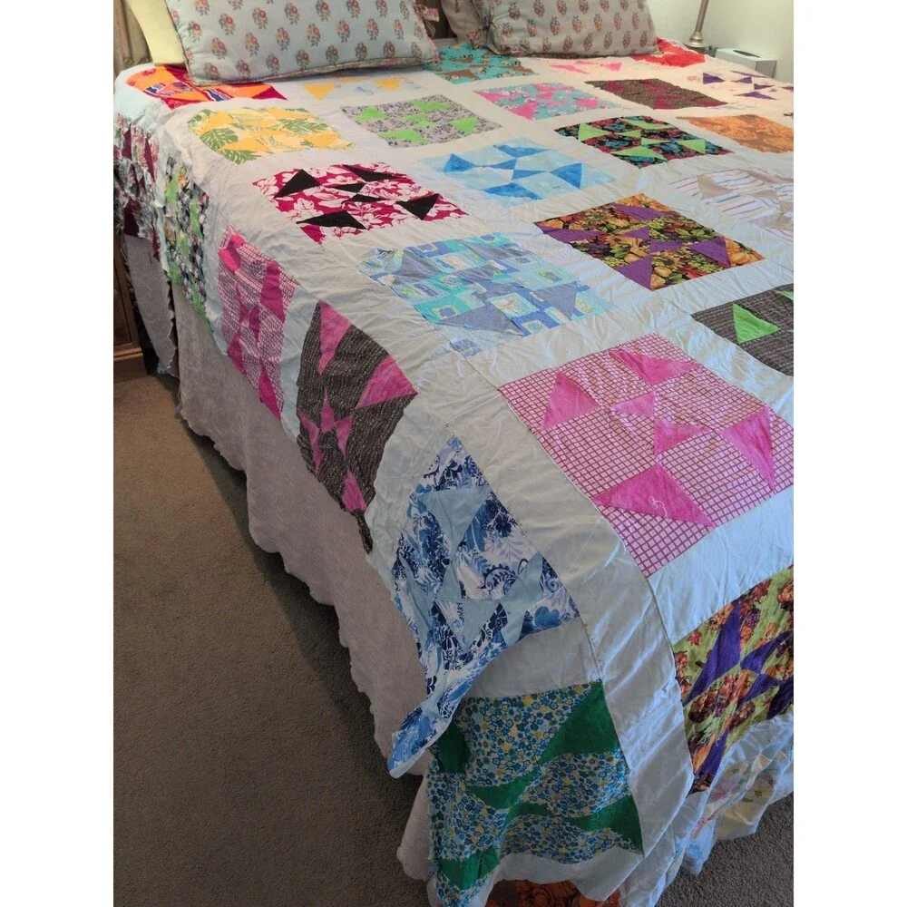 Vintage 50's windmill quilt top Vintage Cotton Fabrics 92 